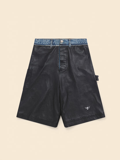 CARPENTER SHORTS in denim and leather