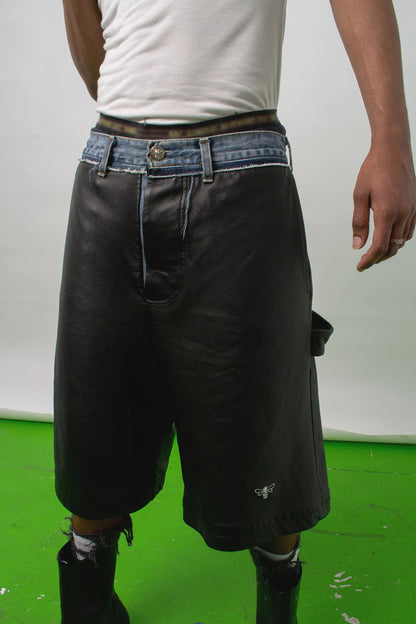 CARPENTER SHORTS in denim and leather