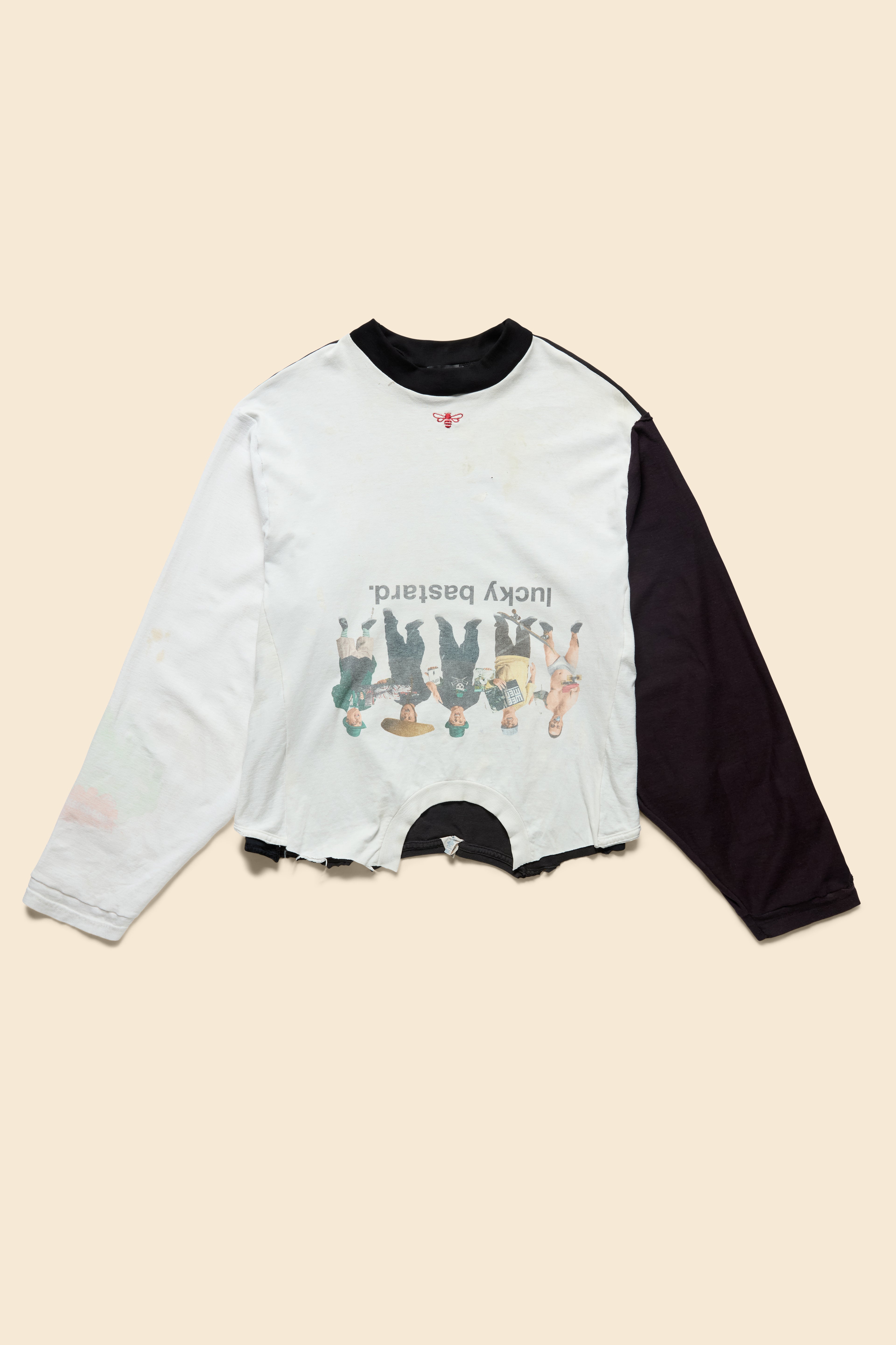 "LUCKY BASTARD" UPCYCLED T-SHIRT in cotton